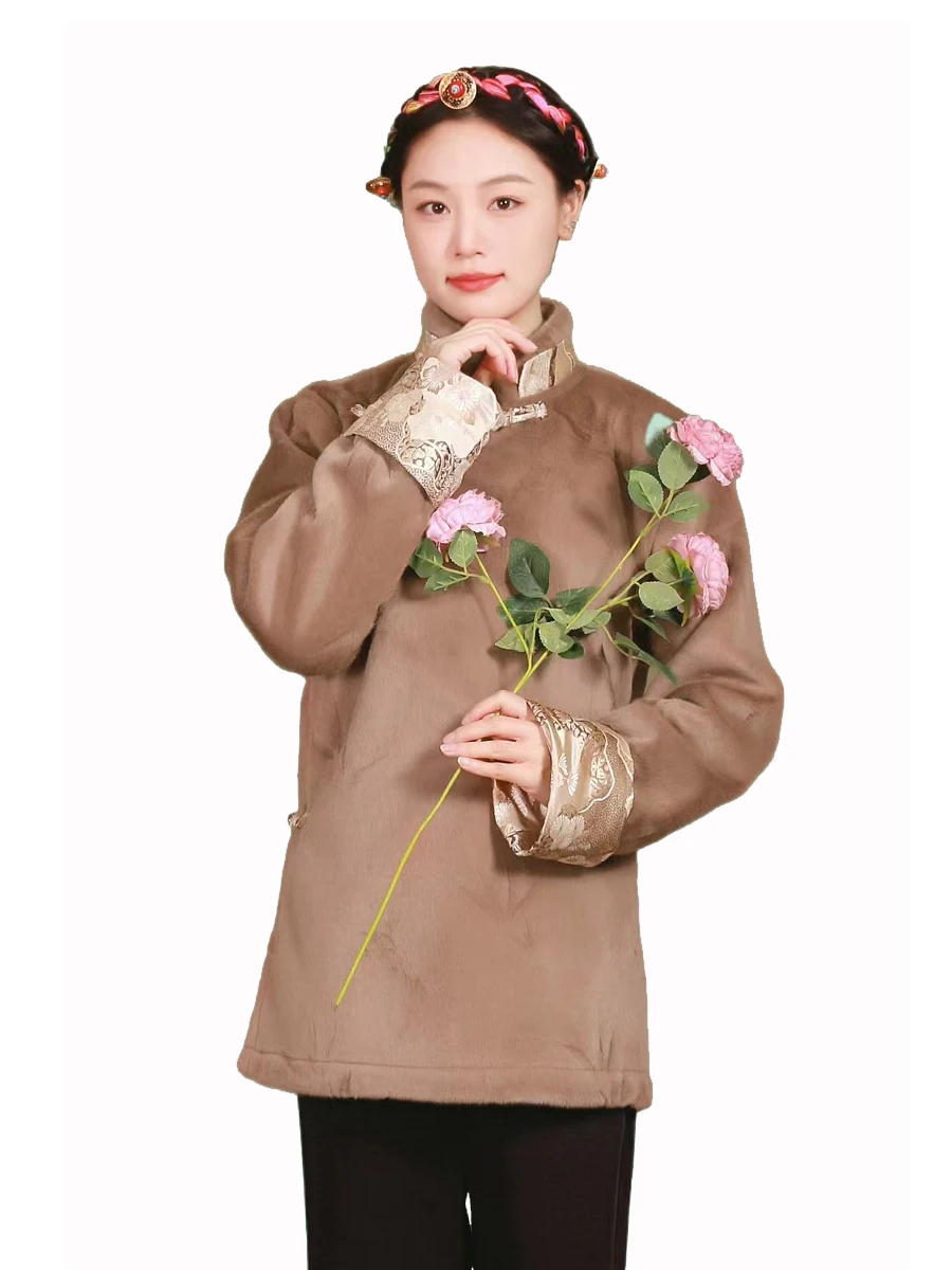 Asian women Winter clothing national Costume stand collar Top oriental Tang suit Jacket