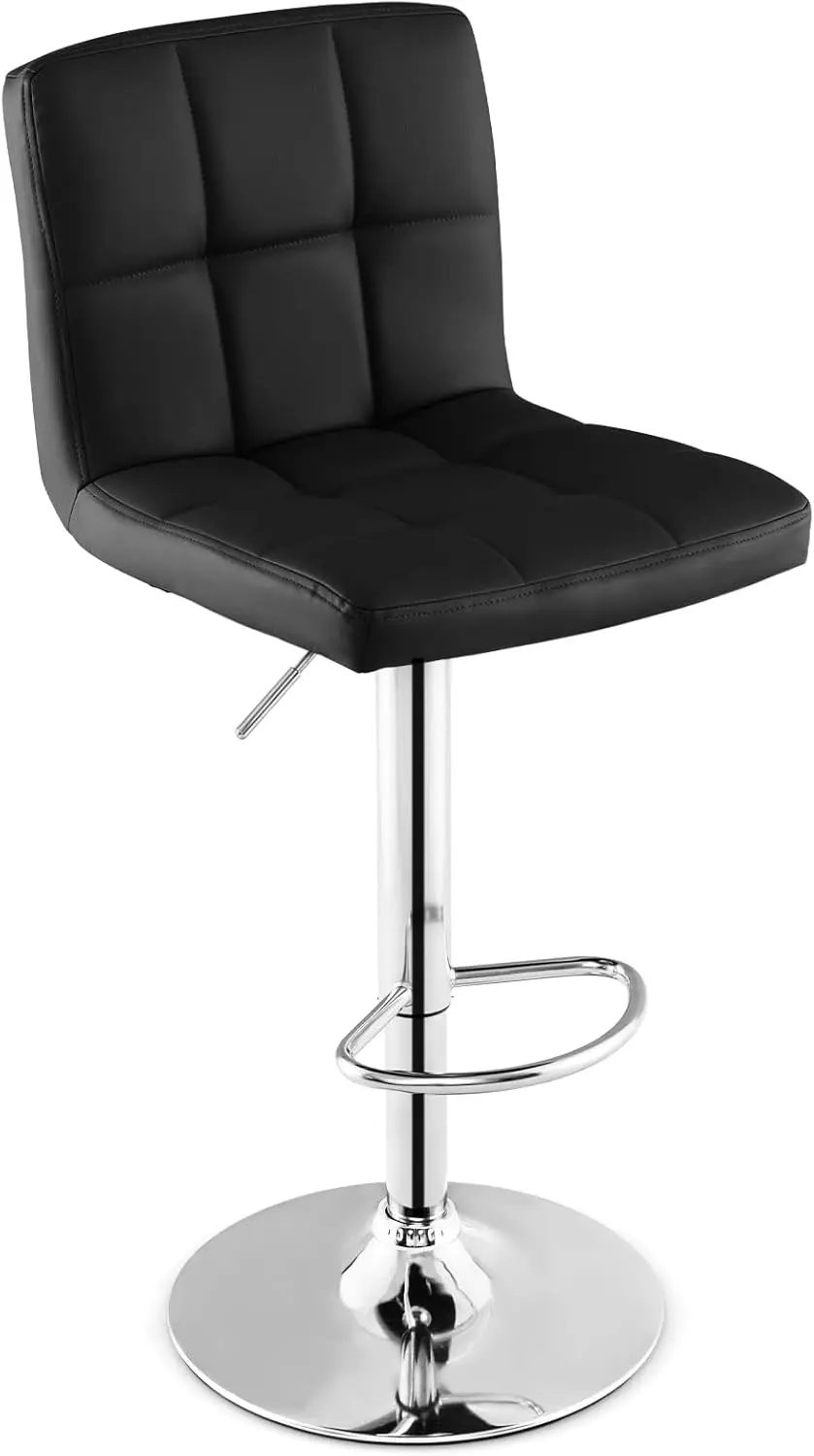 

Bar Stools Set of 1, Modern PU Leather Height Adjustable Barstools with Back, Footrest, Metal Base, Armless Counter Height Sw