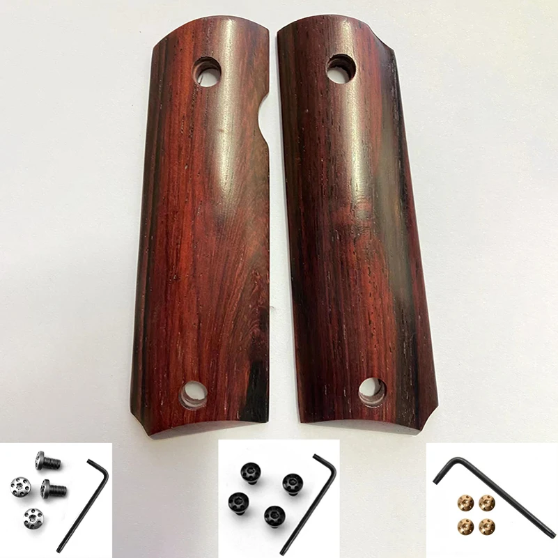 With Screws KEY Set Natural Solid Wood Grip Handle Scales For 1911 Models & Kublai Khan P4 DIY Making Accessories Parts