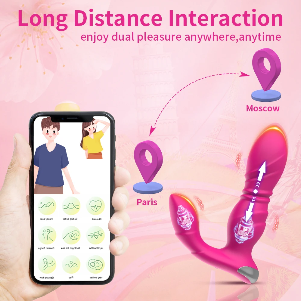 Wireless Remote Control Wearable Vibrator with Remote Control and App Panty Thrust Stimulator Adult Female Masturbation Sex Toy