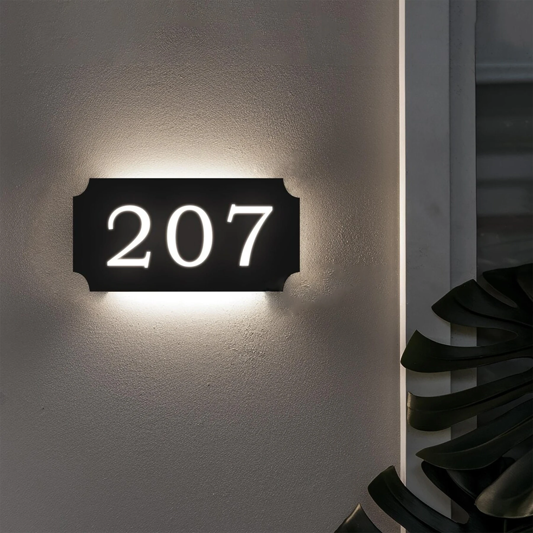 사용자 정의 조명 LED 주소 플레이트 백라이트 집 번호 기호 개인 조명 집 문 12V 현대 아크릴 번호 기호