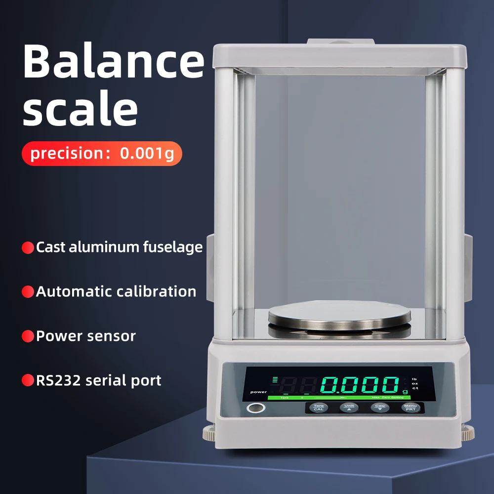 Lab Precision Balance Scale 0.001g Analytical Balance LCD Display Electronic Balance Gold Diamond Jewelry Weighing Scale EU Plug