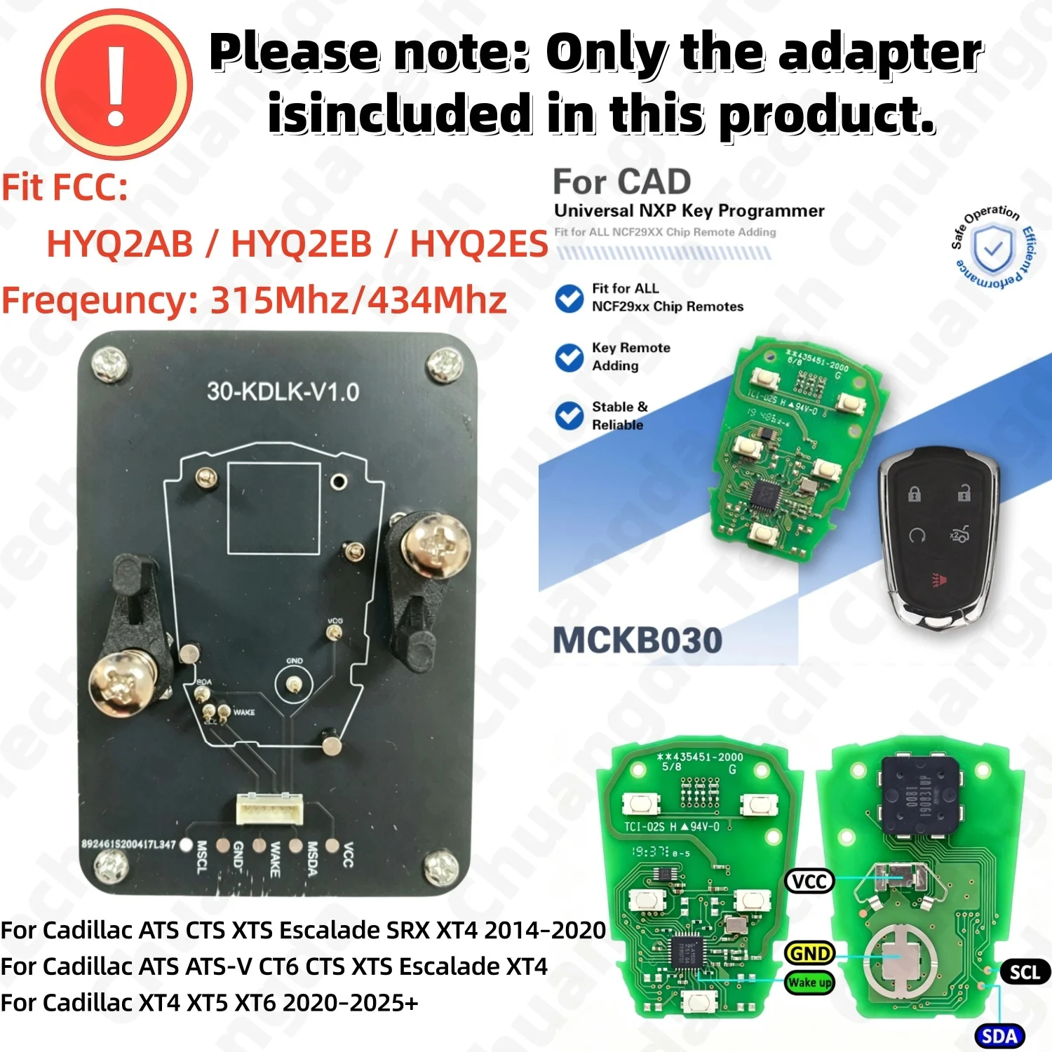 Suitable for Cadillac Exclusive Adapter, Compatible with Cadillac Smart Remote Key, Compatible with Nxpkiller Keydiy Xhorse Cg Kydz Devices, No-Welding Read-Write Programming Socket