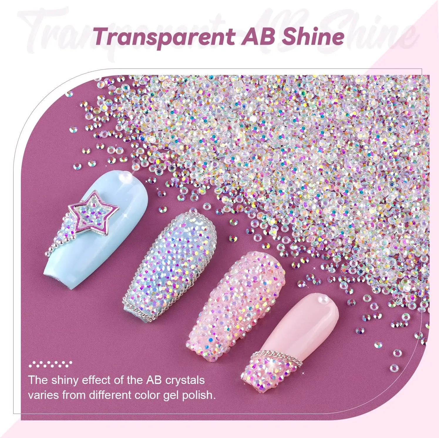 5000/10000/20000PCS Cristales para uñas Pixie - Brillo iridiscente Mini Diamantes de imitación triturados de 1,3 mm y cuentas de cristal de azúcar