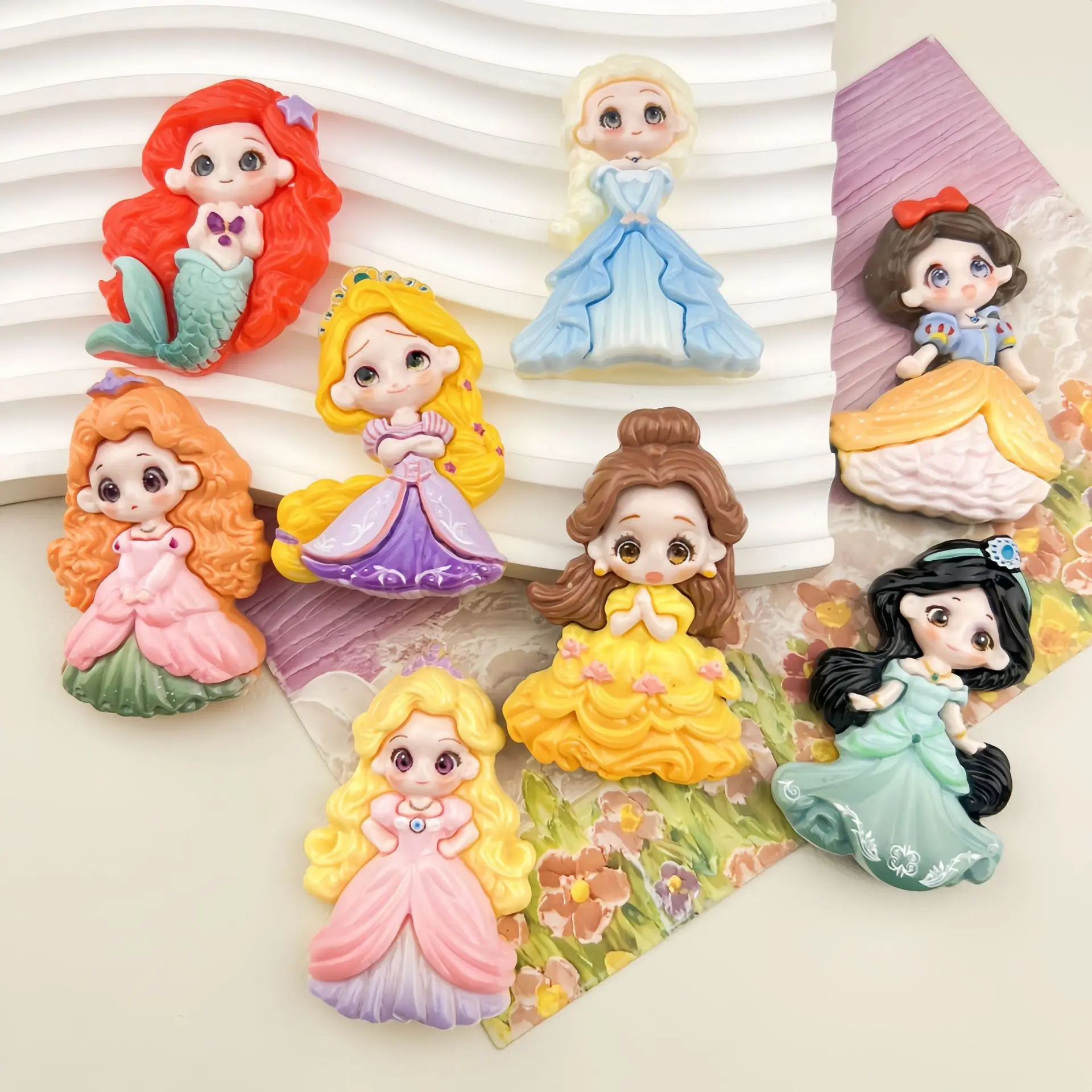 2 pezzi di grande carta Disney Princess cabochon in resina con retro piatto accessori in resina fai da te adesivo portachiavi materiale forniture artigianali