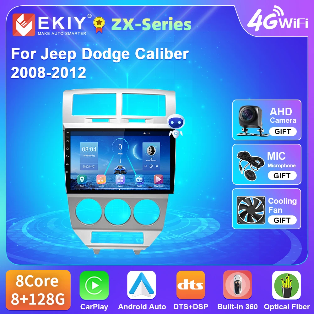 EKIY Car Radio For Jeep Dodge Caliber 2008-2012 Multimedia Video Player Navigation GPS Stereo Video Camera 2 Din Radio