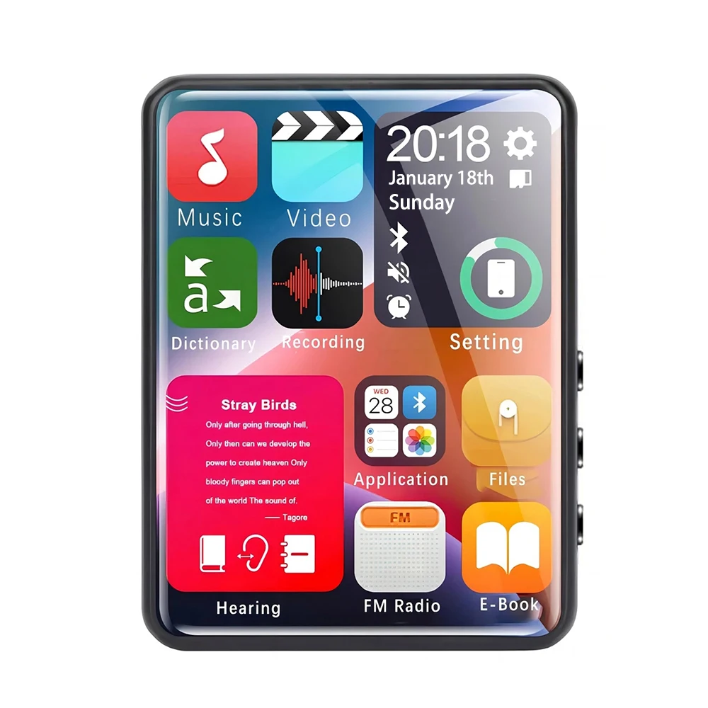 Walkman-reproductor MP3 y MP4, dispositivo multifunción con pantalla táctil de 2,4 pulgadas, calidad de sonido HiFi, 4GB de RAM, E-book, FM, calendario perpetuo
