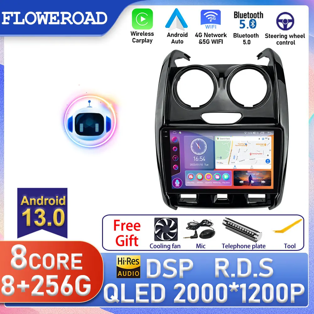 Autoradio Android, Navigation GPS, Lecteur Vidéo, DVD, 2 DIN, Limitation, pour Voiture Renault Duster (2015-2020) LADA Largus (2021)