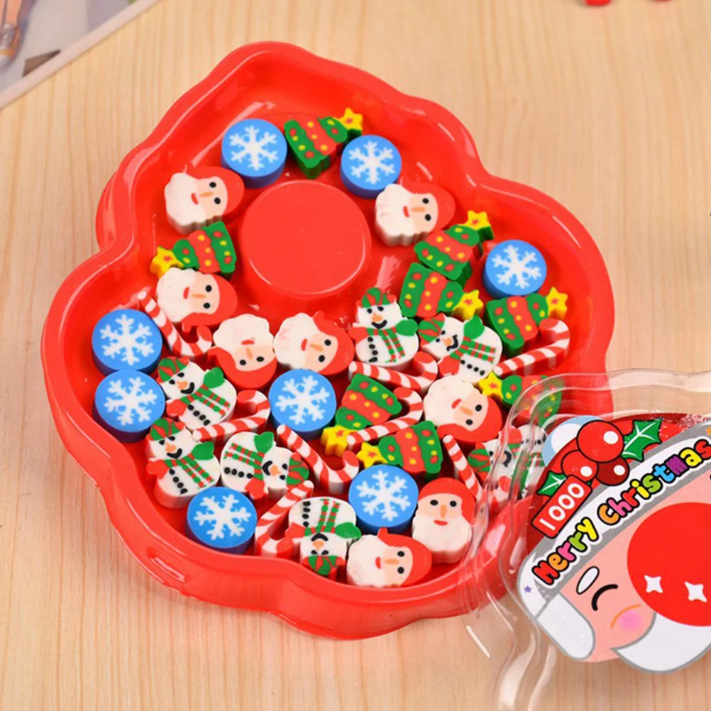 6Pcs Santa Claus Snowman Erasers Christmas Pencil Erasers Creative Holiday Party Favors Kids School Office Supplies