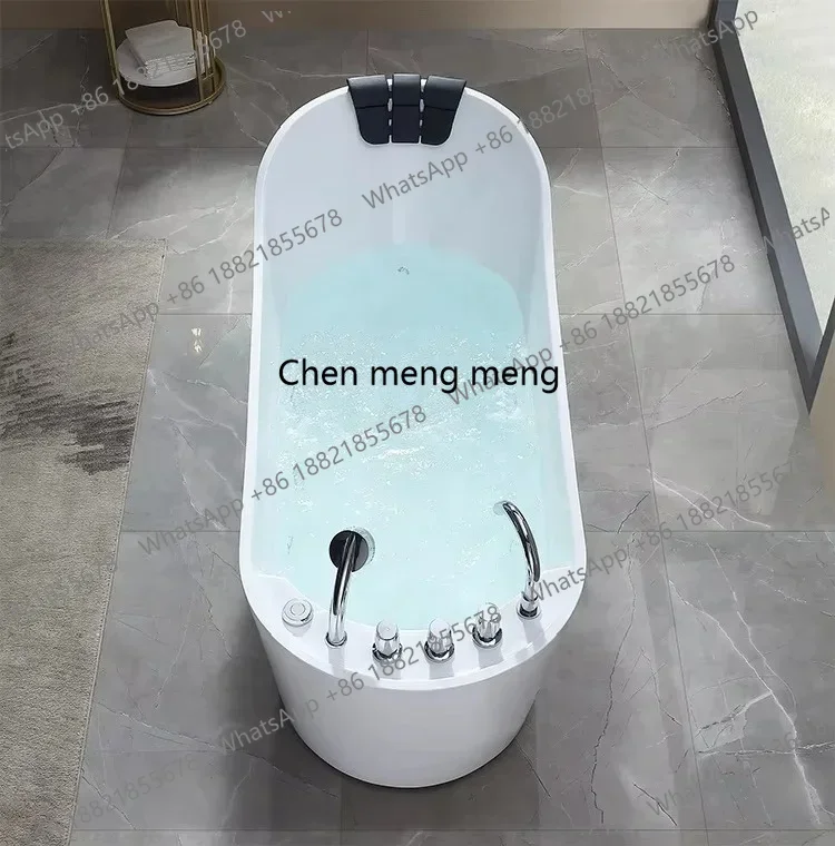 Modern Bathroom Whirlpool Air Jet Bath Tub Free Standing Acrylic SPA Massage Bathtub With Shower Faucet White