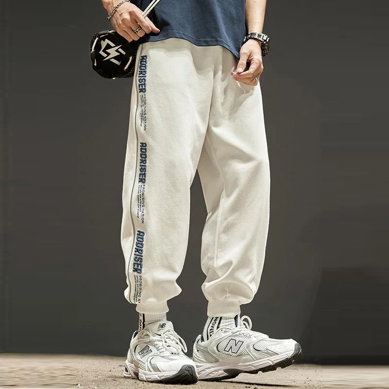 Men Trendy Letter Embroidery Casual Streetwear Y2K Harem Pants 2024 Summer Youth Korean Sports Joggers Loose Pockets Sweatpants