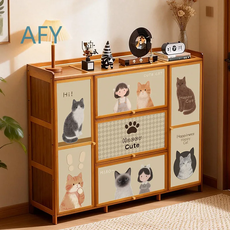 for Home Entryway Shoe Cabinet with Doors Multi-Tier Shoe Rack Storage Organizer Hallway Entry Console Furniture Shoe Storage