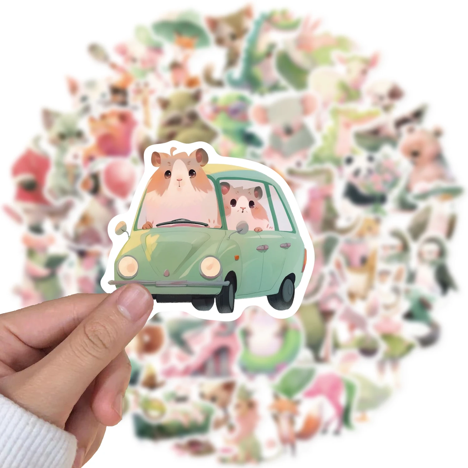 50PCS Cool Pink Green Animals Cartoon Waterproof Stickers Decoration Decals Motorcycle Laptop Phone Luggage Car Sticker Toy