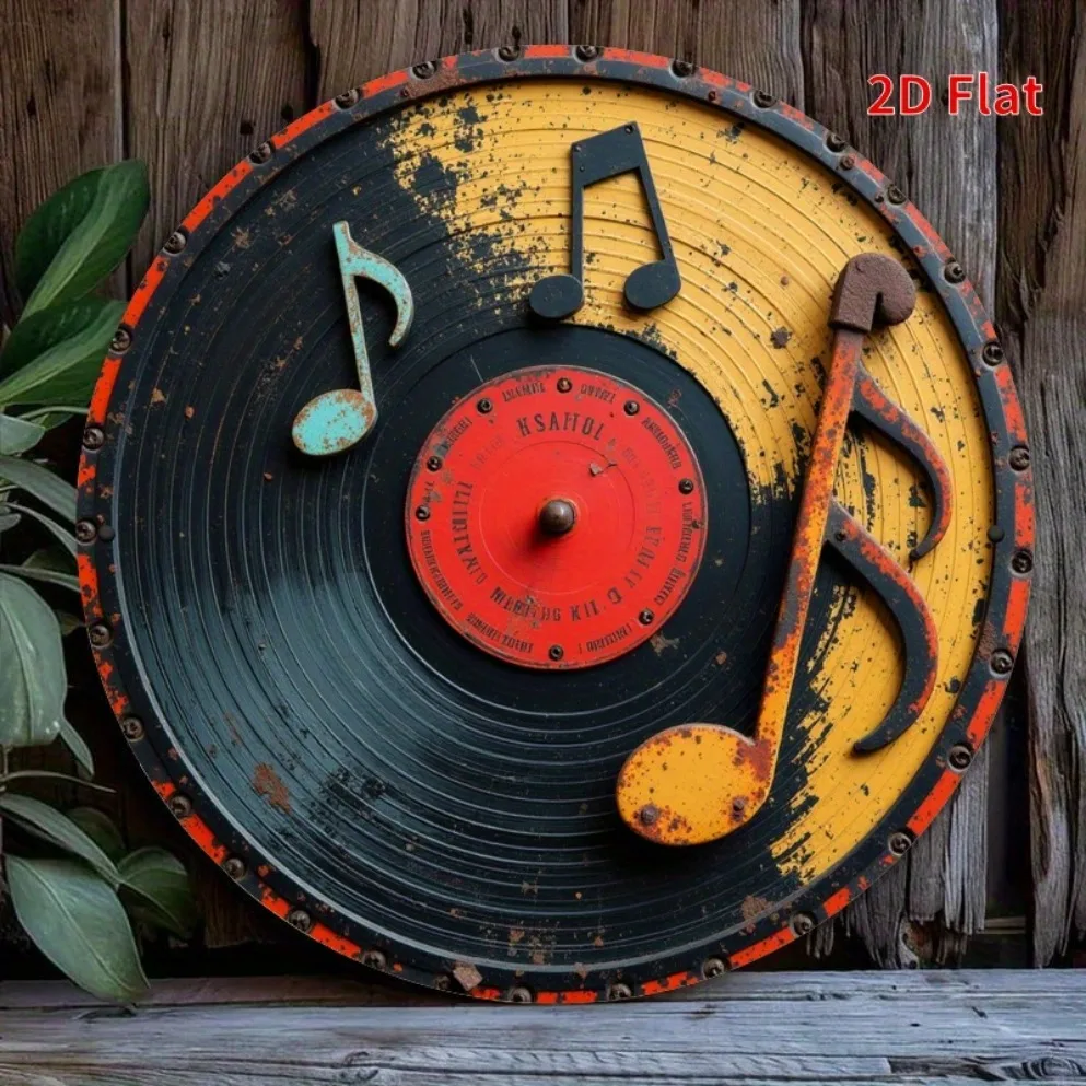 "Vintage Vinyl Record Wreath Iron Sign – Music Notes | Fits Home, Cafe, Easter Party | Music Room Decor & Gift"