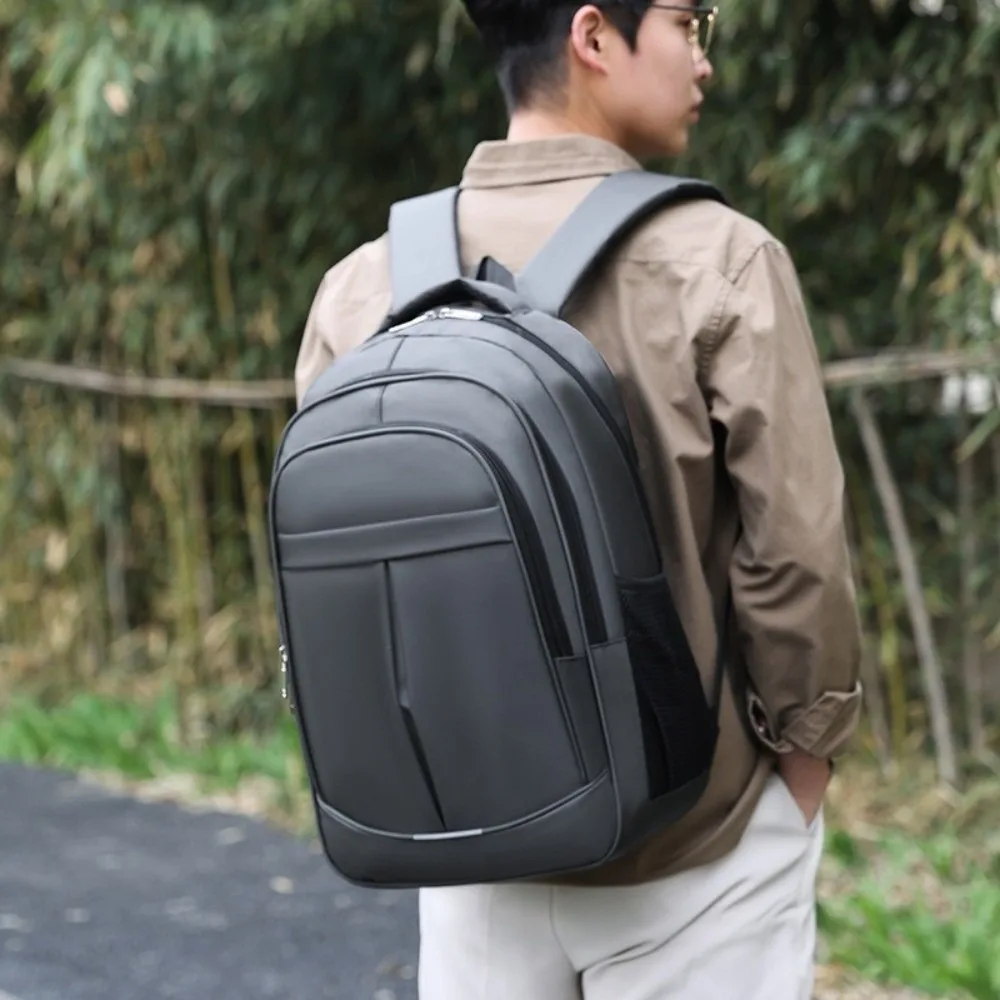 Solid Color Men Business Backpack Lightweight Large Capacity Student School Bags Waterproof Black Men Laptop Backpack College