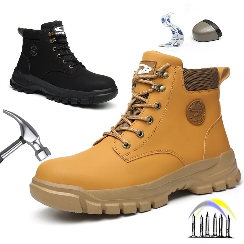 Male welders waterproof protective safety shoes anti-stabbing indestructible shoes steel toe anti-smash anti-slip safety boots