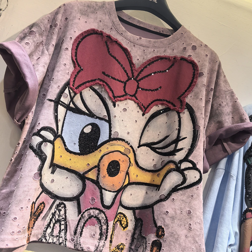 

plus Size Spring Summer New Loose Short Sleeve Women's Printed T-shirt Cartoon Versatile Casual Fashion Design Top
