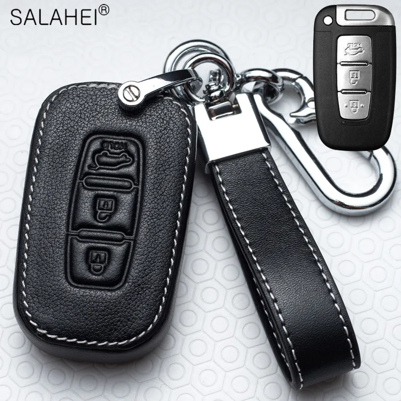 Leather Car Key Remote Cover Full Case For Hyundai Solaris HB20 Veloster SR IX35 Accent Elantra Creta i20 i30 ix35 Accessories