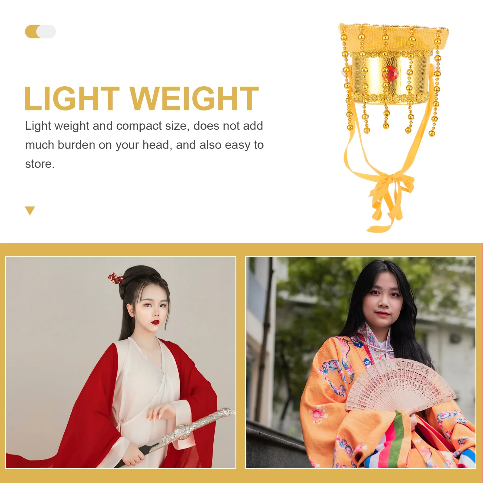 

Chinese Ancient Emperor Cosplay Hat Golden Traditional Costume Prop For Role Play Stage Performance Party Festival Hanfu