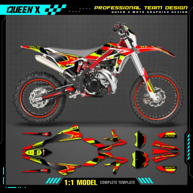 QUEEN X MOTO Motorcycle Team Graphics Decal Sticker Kit For BETA  Xtrainer 2020 2021 2022  001