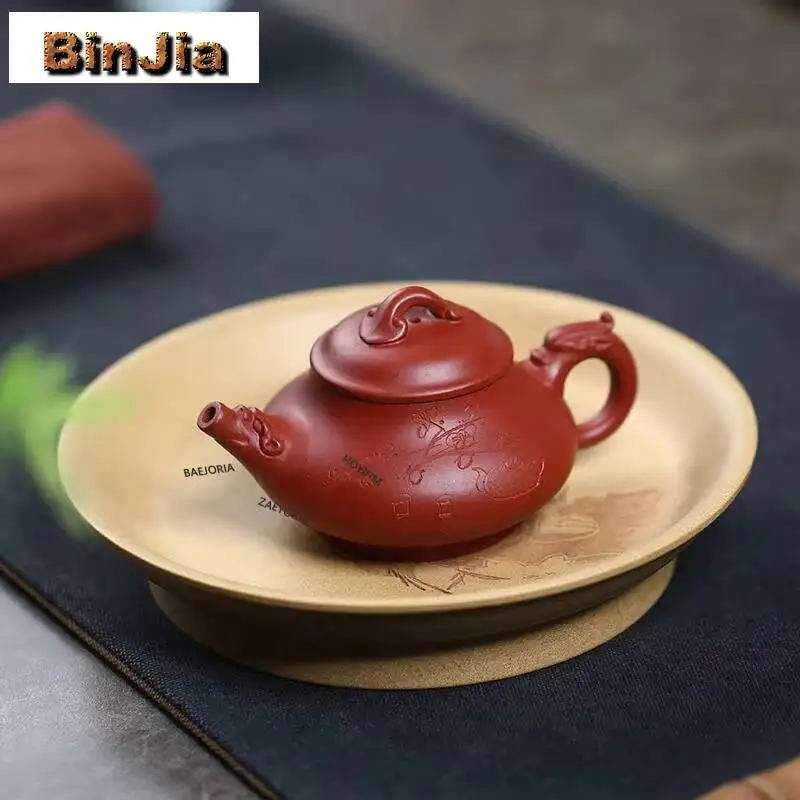 185ml High-end Yixing Purple Clay Teapots Master Handmade Ssangyong Ruyi Pot Raw Ore Dahongpao Mud Kettle Zisha Teaset Tableware