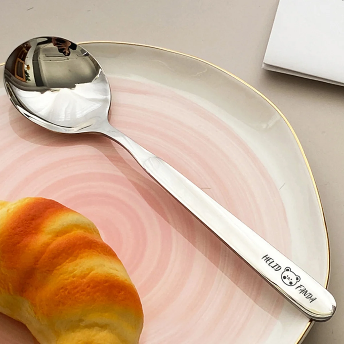 WORTHBUY 316 Stainless Steel Cake Dessert Spoon Kid Spoon Long Handle Soup Spoon Honey Ice Cream Scoop Kitchen Child Tableware