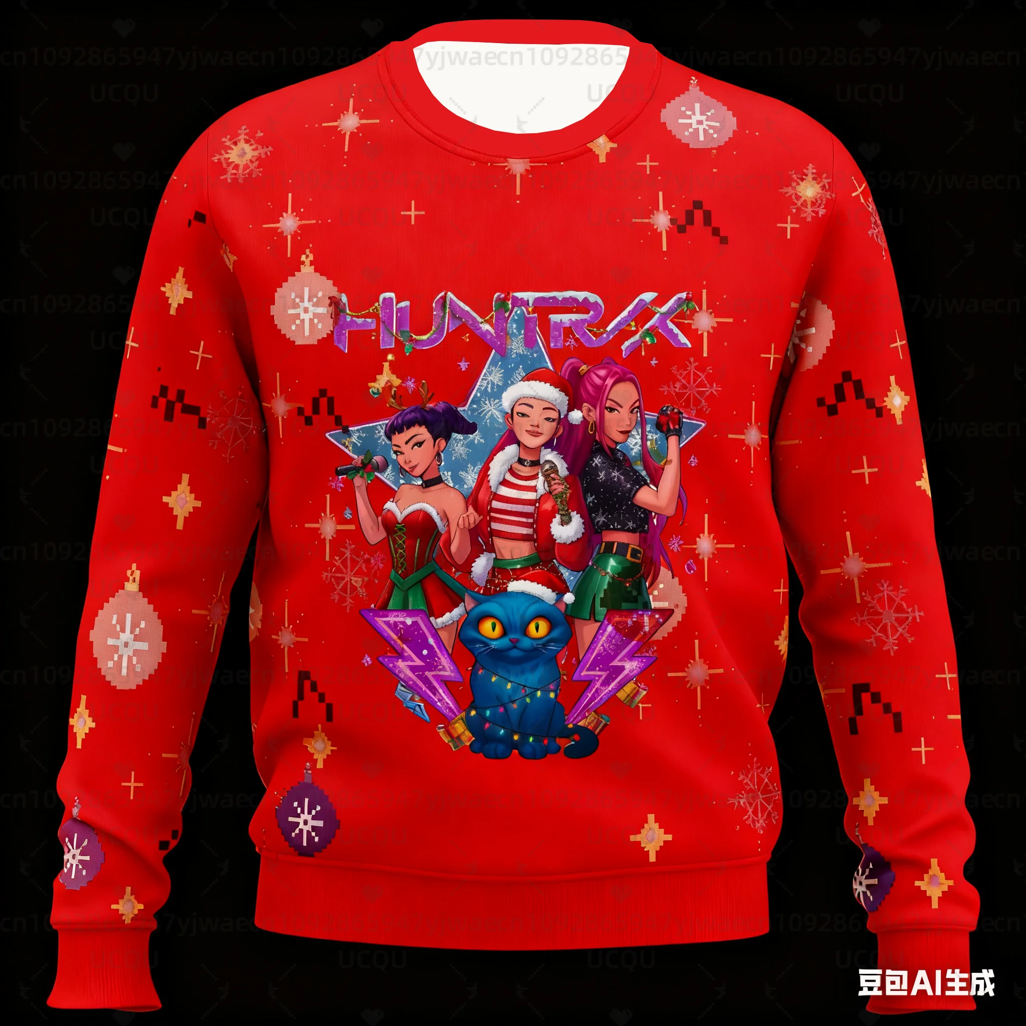 المرأة عيد الميلاد KPop شيطان الصيادين الجرافيك البلوز عارضة السترة في الهواء الطلق الرجال البلوز #5