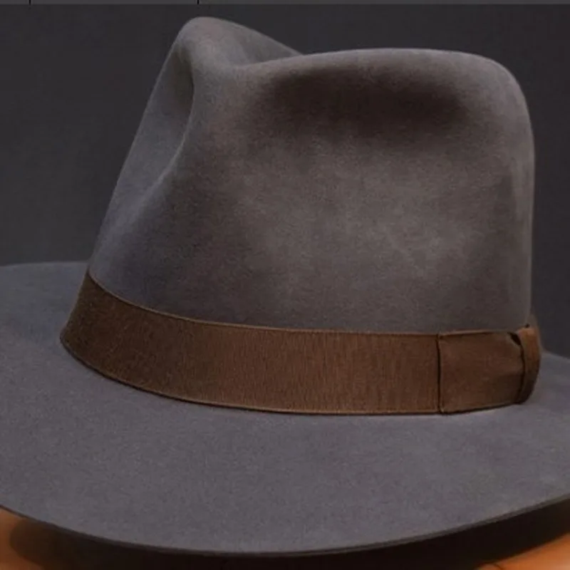 New British 100% Wool Felt Hat Men Fedora  Raw Edge Brim   Gangster Hat Premium Quality