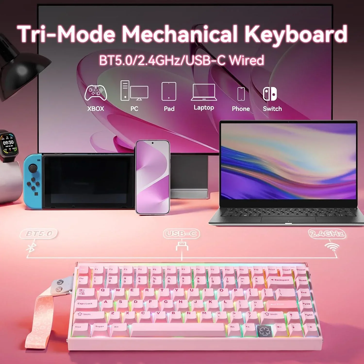 AULA HERO75 HE Magnetic Switch Keyboard 75% Aluminum Custom Tri-Mode Wireless Gaming Keyboard RGB Hall Effect 8KHz for PC FPS