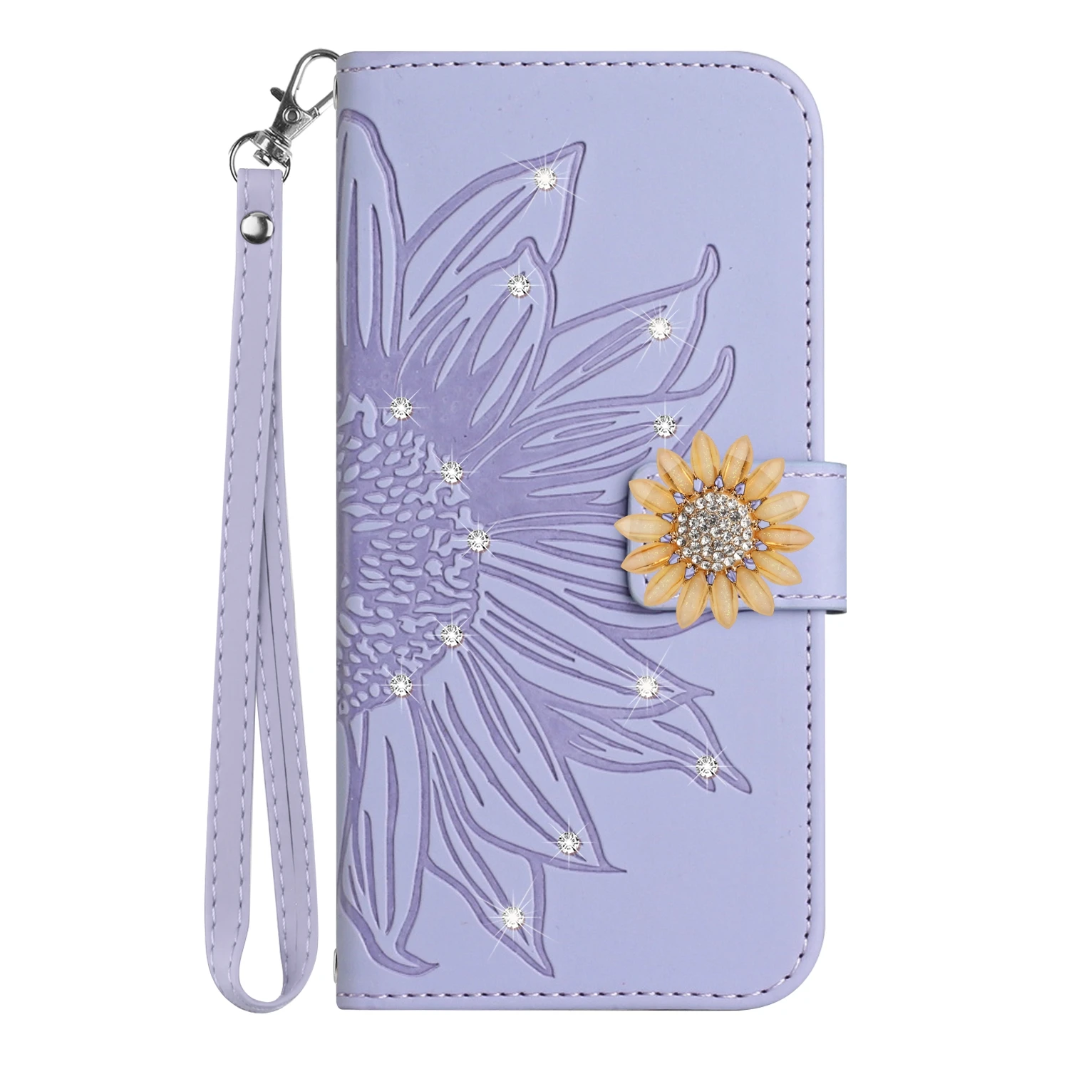 Sunflower Glitter Case For Infinix Smart 6 Hot 10 Note 11 Pro Tecno Camon 19 Spark 8 Leather PU Magnetic Flip Stand Cover