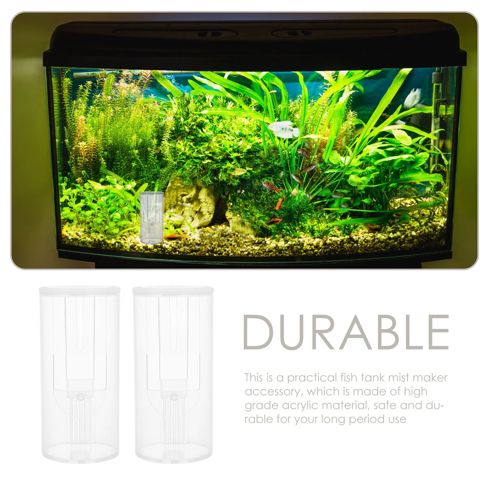 

2pcs Mist Maker Accessory Acrylic Fog Tool for Fish Tank Aquarium Humidifier Air Refreshing Durable Safe Easy Operation Garden