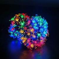 Solar Lamp Power LED String Fairy Lights  Peach Flower 6V Outdoor Garden Christmas Decorations 5M/7M/12M/22M