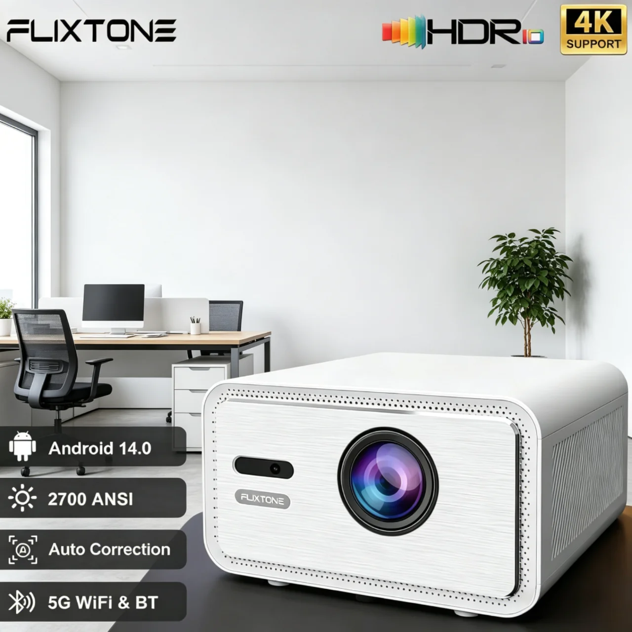 

Проектор Flixtone D9W Mini Pro профессиональный, 2700 ANSI люмен, Full HD 1080P, Android Smart TV, LED, для домашнего кинотеатра