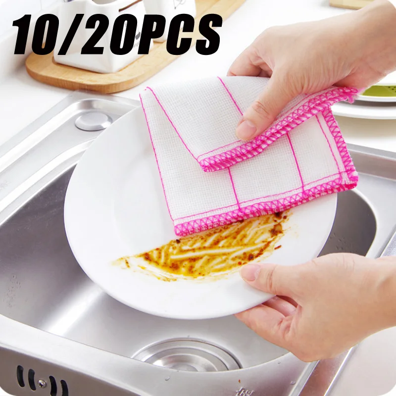 10/20PCS Oil-proof dish towel 8layer microfiber kitchen cleaning cloth thickened absorbent scouring pad kitchen daily dish towel