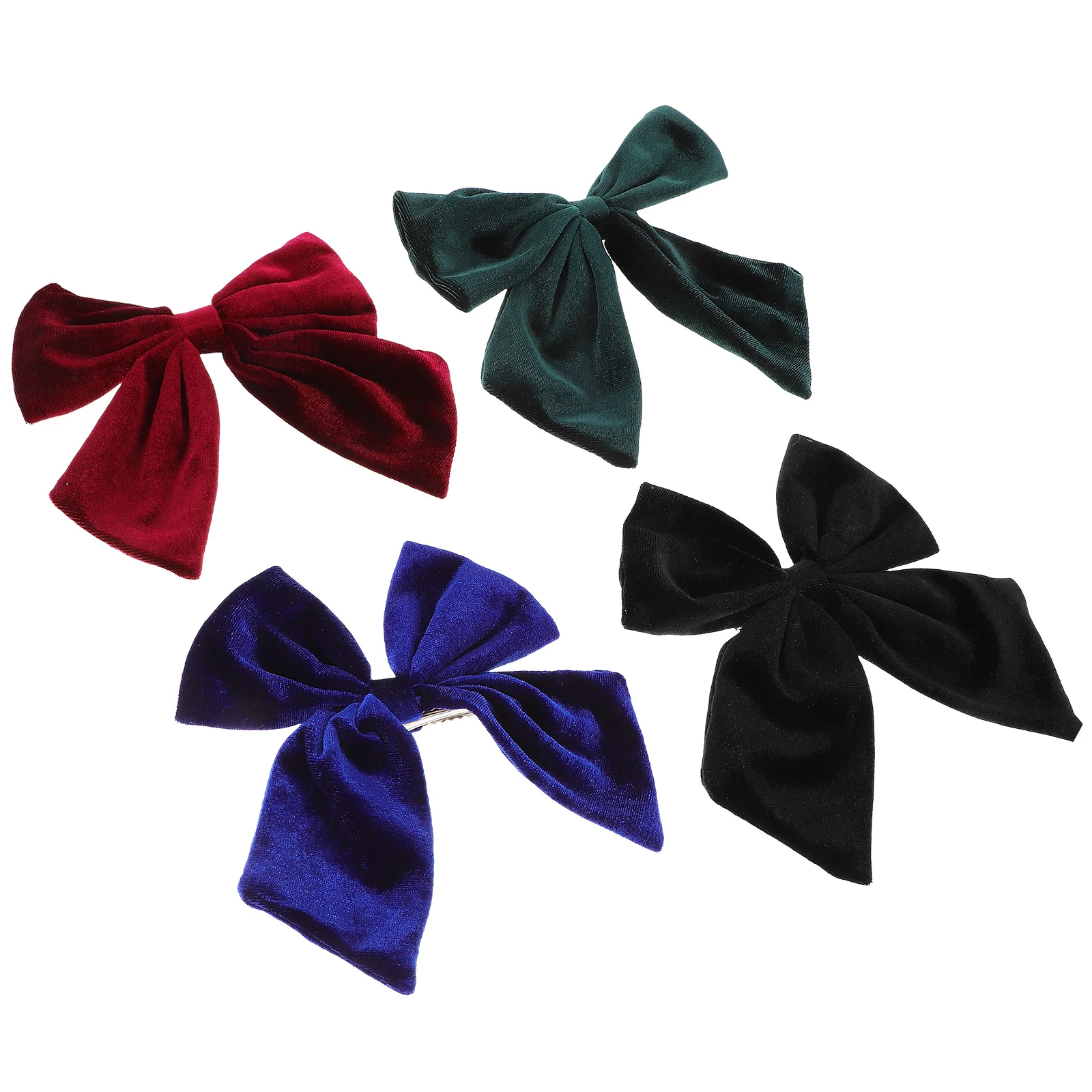 

4 Pcs Fleece Hair Clips 6 Inches Large Bow for Black Wine Navy Dark Green Cute Accessories Little Birthday Party