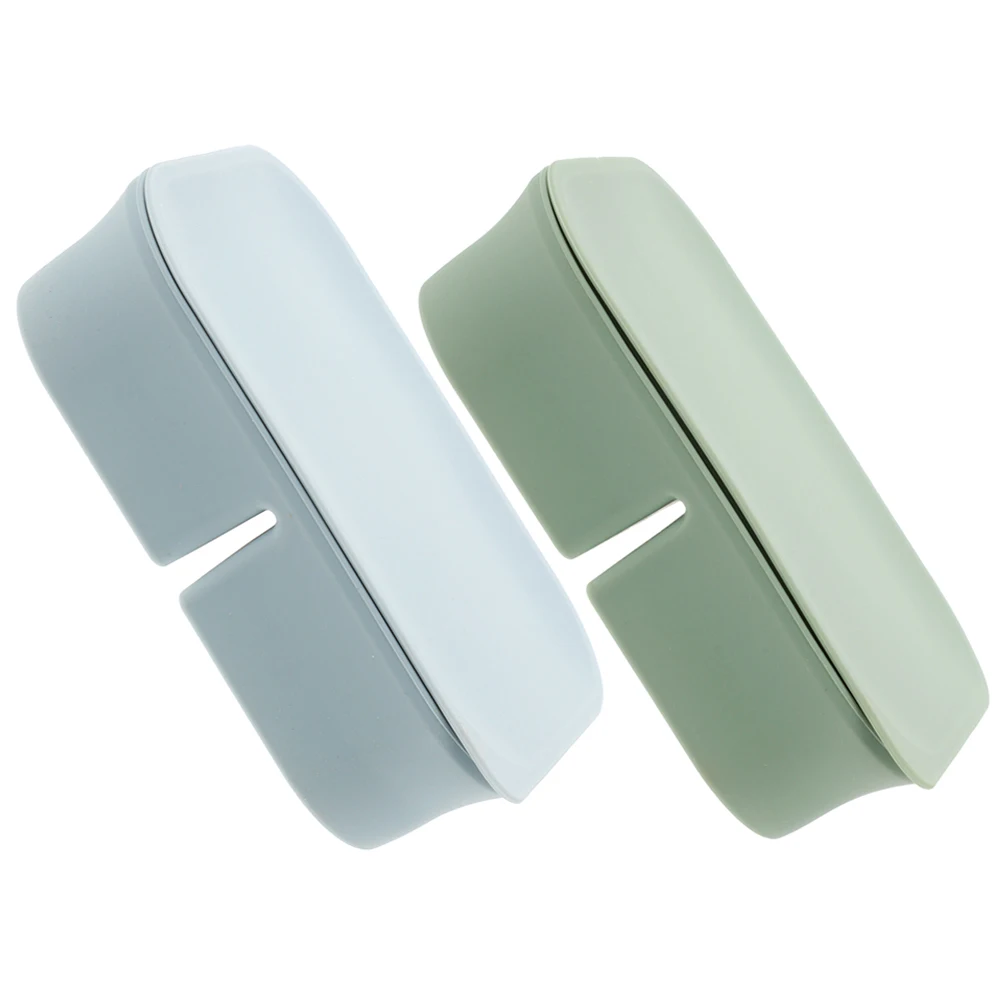 

2 Pcs 4-Compartment Silicone Food Storage Containers Green Blue Airtight Snack Boxes Freezer Kitchen Organization Dry