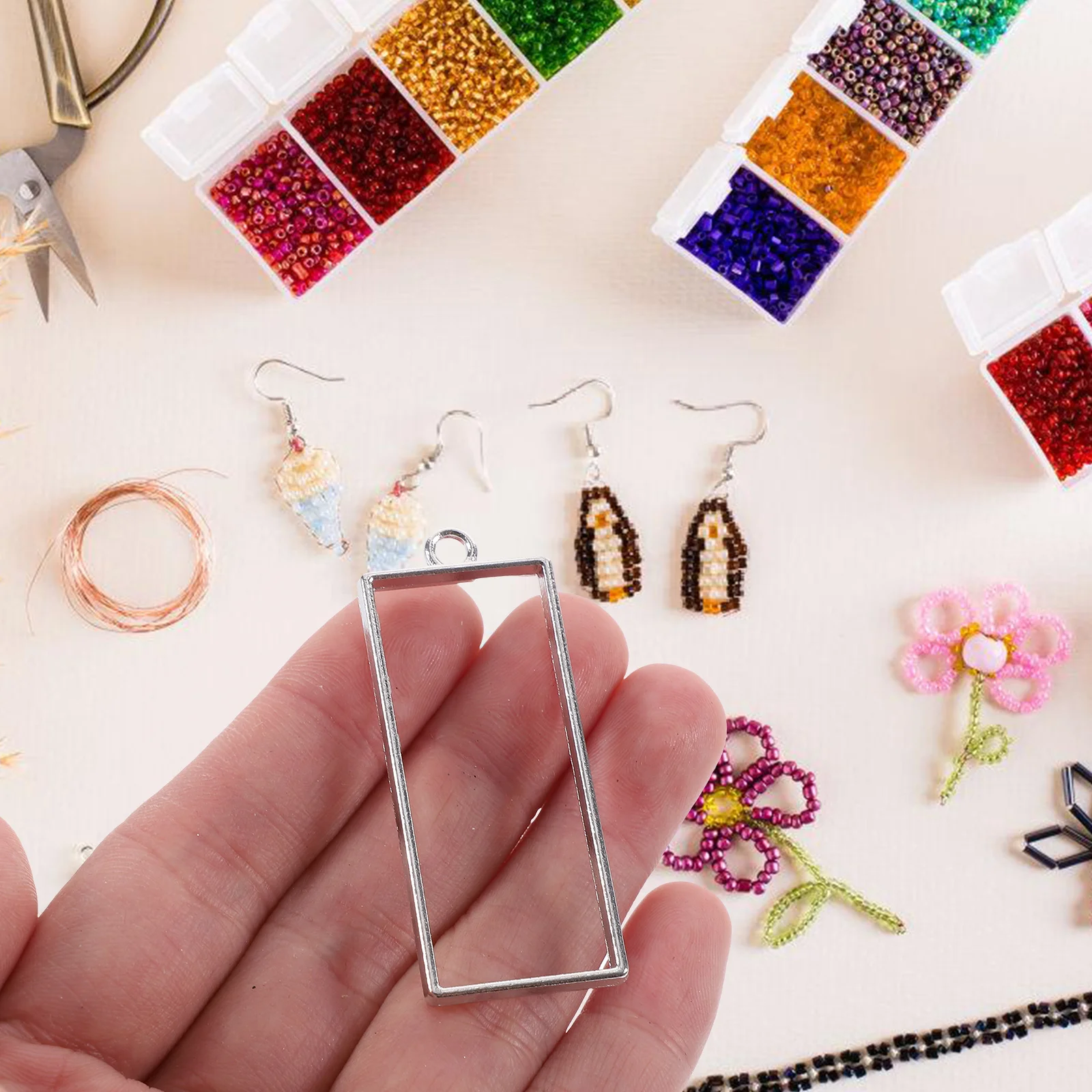 

55 Pcs Metal Frame Tape Jewelry Making Pendants Resin Earring Bezels Decorate Hollow Blank for Blanks