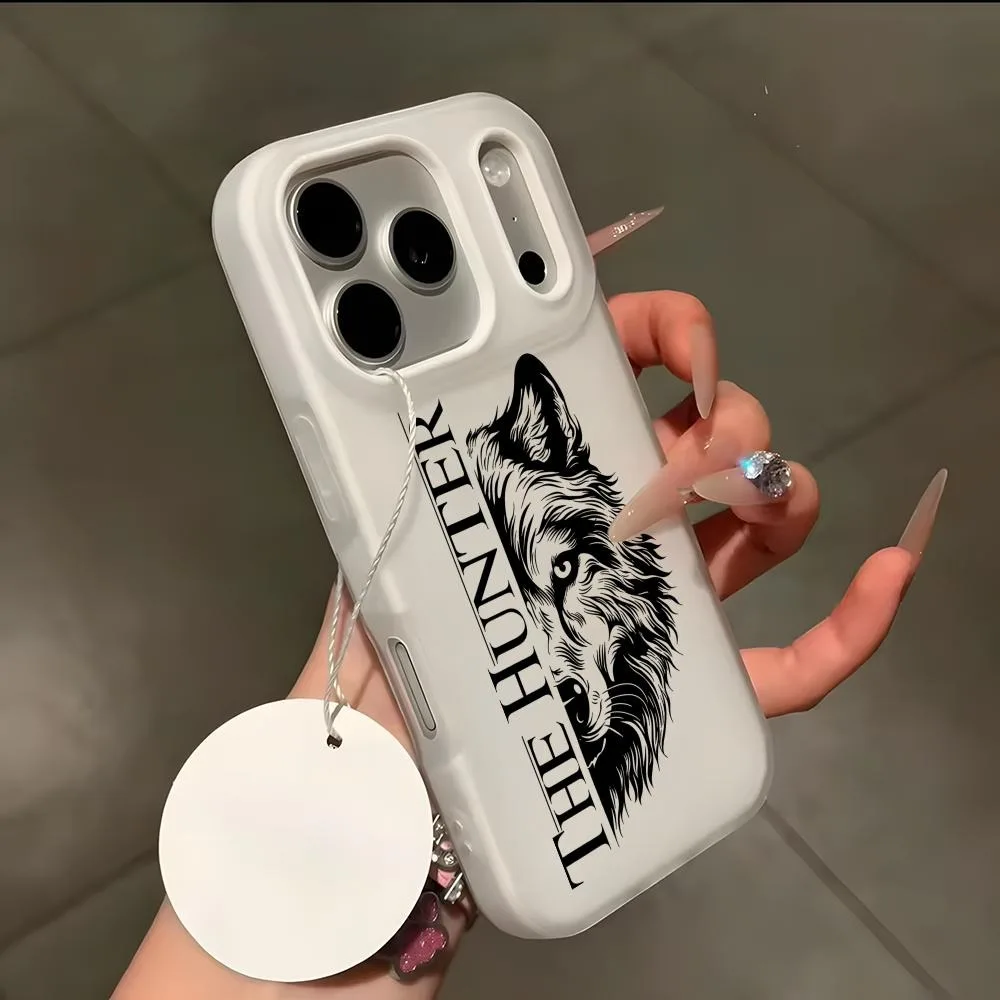 Крутой чехол для телефона с головой волка в охотничьем стиле для iPhone 17 Air, 16, 15, 14, 13, 12, 11 Pro Max Plus, противоударный, 2-в-1, мягкий чехол-накладка