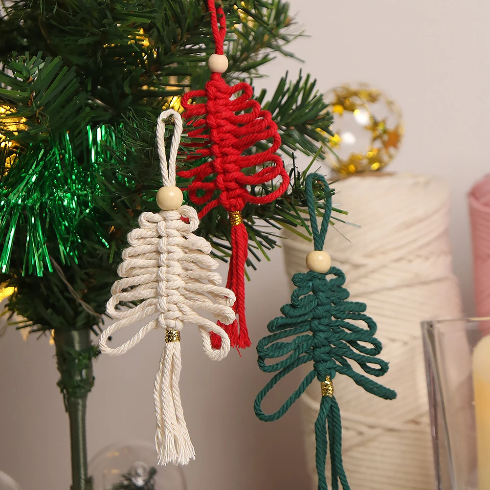 

3 Pcs to Weave Christmas Tree Ornaments Cotton Rope Chinese Knot Craft DIY Decors