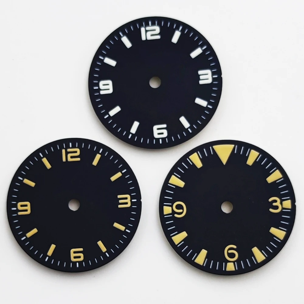 NH35 Watch Dial 28.5mm Black Watch Dial Green Luminous fit NH35 NH36 ETA2824 2836 Miyota8215 PT5000 Mingzhu DG2813 3804 Movement