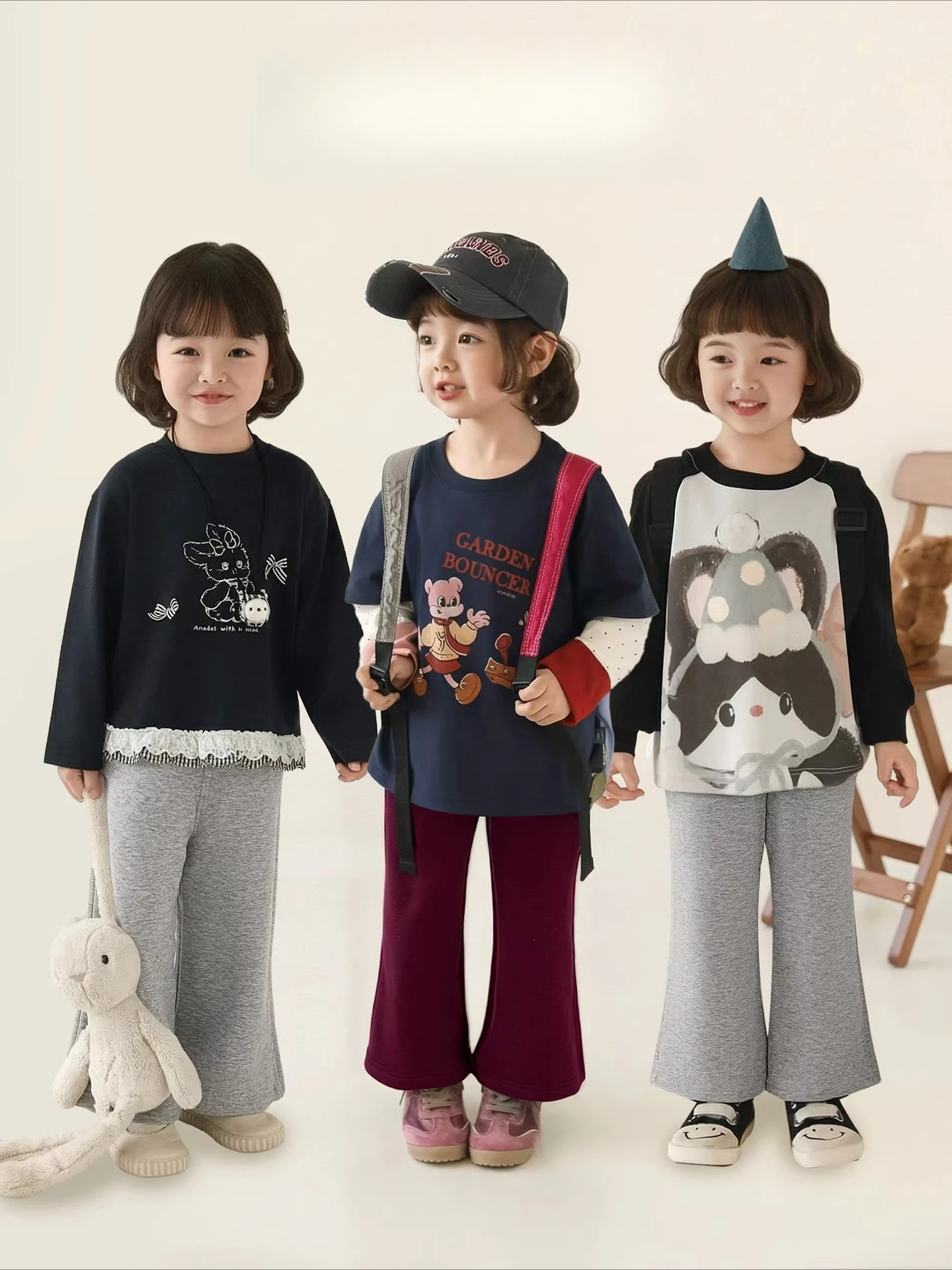 

Детские расклешенные брюки из трикотажа для девочек, весна 2026, модные, прочные, в стиле ретро, на каждый день, комфортные, для возраста 3-10 лет