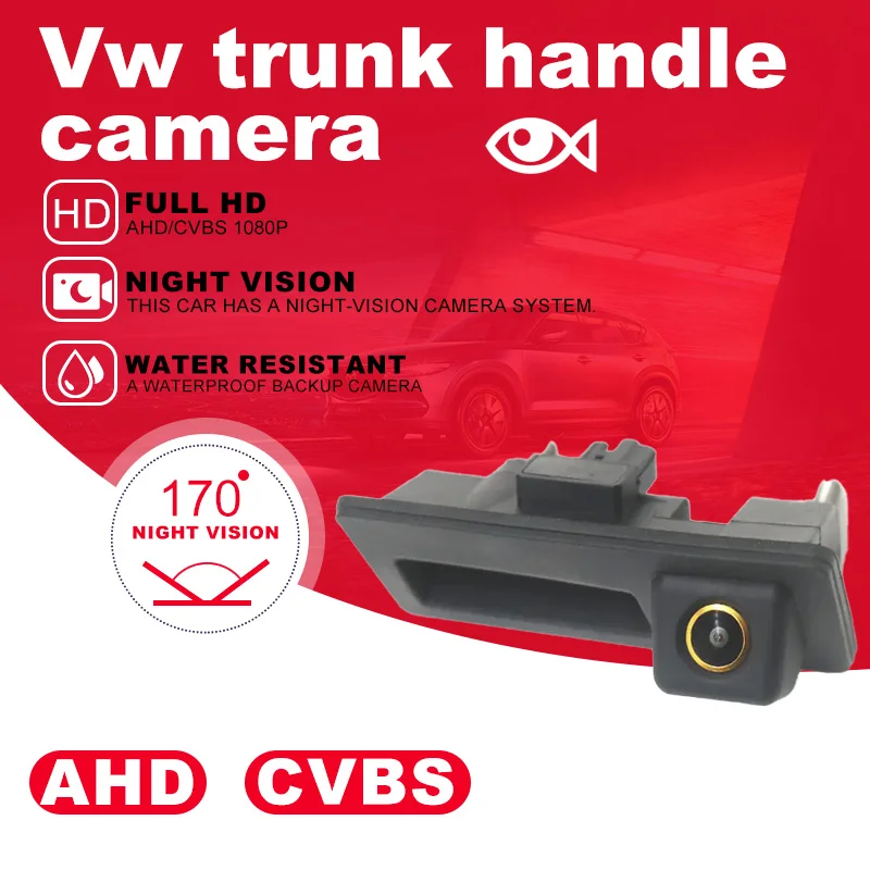 

170° Wide-Angle Fisheye Trunk Camera for 12V Cars Compatible with Volkswagen Golf Passat Tiguan A3 A4 A5 Q5