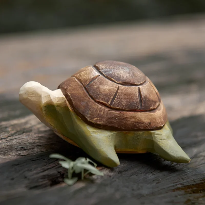 

Solid Wood Handmade Turtle Decoration Wood Carving Turtle Gifts Handicraft Living Room Display Home Accessories Pastoral Style