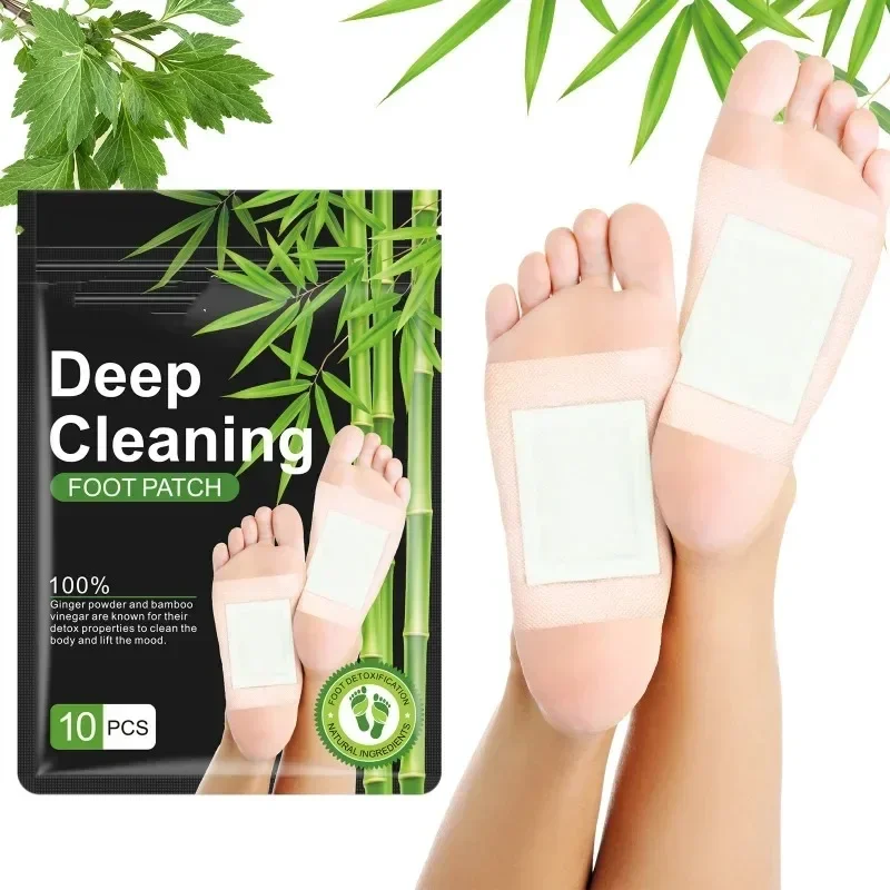 Natural Herbal Detoxification Foot Patch Bamboo Charcoal Improve Sleep Ginger Wormwood Dampness Removing Stress Relief Foot Care