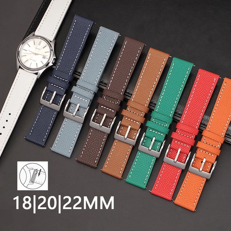 Genuine Leather Strap Quick Release 18mm 20mm 22mm Stainless Steel Buckle Men Women Cowhide Replace Bracelet Watch Band Belt