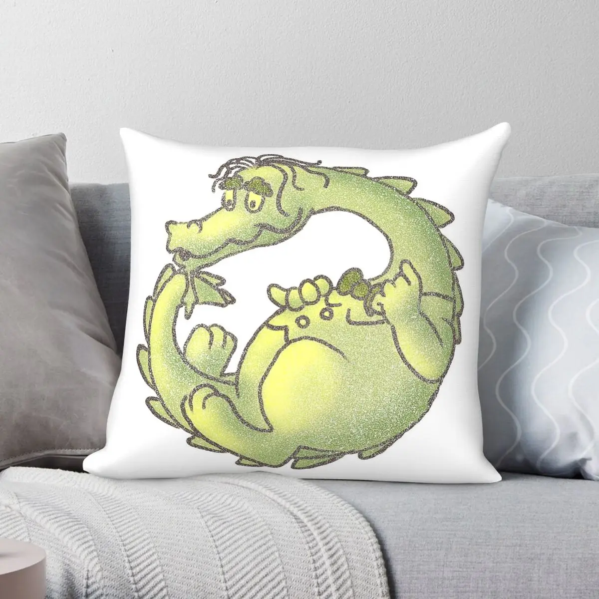 Puff The Magic Dragon Movie - Funda de almohada cuadrada de poliéster, lino, terciopelo, con cremallera, decorativa, para coche, 18 pulgadas