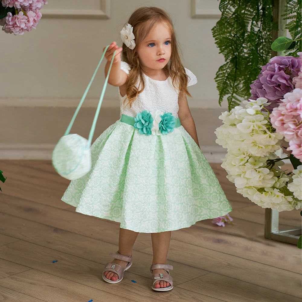 

3PCS Baby Girls Dresses Set For Court Vintage Ceremony Birthday Party Ball Gown Toddler Kids Princess Party With Bag Shawl