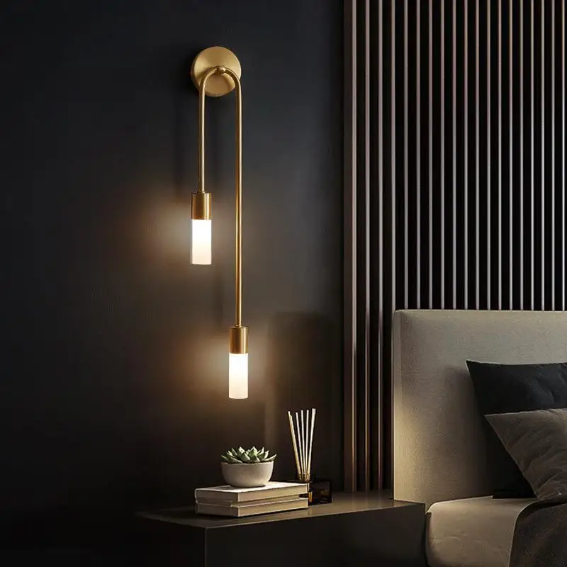 Retro Background Living Room Aisle Bedroom Lamp Bedside Nordic Creative LED Decorative Wall Lighting Modern Minimalist Wall Lamp view 2