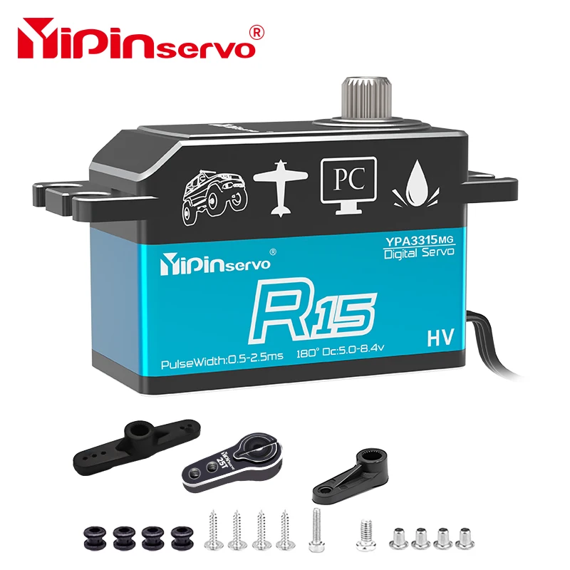 

Yipinservo 15KG PWM Digital Servo Motor Full Metal Gear Large Torque Low Profile Short Body Servos for Rc Car 1/8 1/10