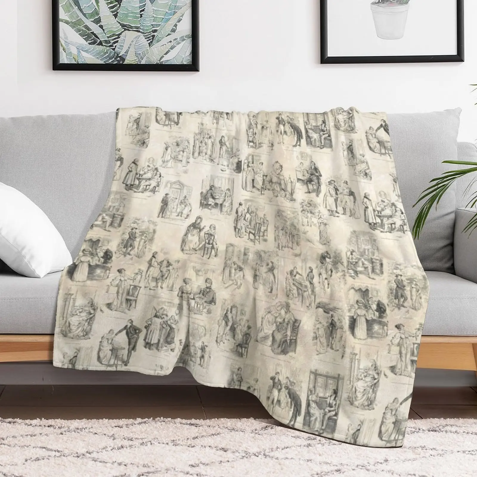 Austen Pride and Prejudice Illustrations Throw Blanket Luxury Thicken Giant Sofa Blankets